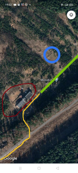 Жёлтый - проезд, Зеленый -парковка, Синий-регистрация и старт, Красный-зона запрещённая для заезда как на моте так и на авто